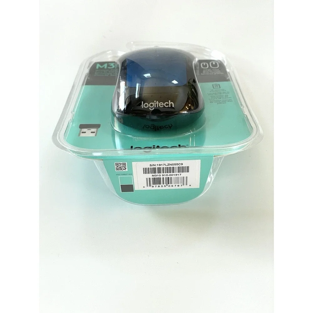 New Sealed Logitech M310 Wireless Optical Mouse - Peacock Blue (910-001917)